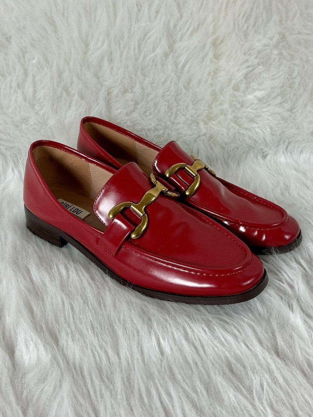 BiBi Lou Anthropologie Red Leather Gold Horsebit Zagreb Loafers EU 40 US 9/9.5